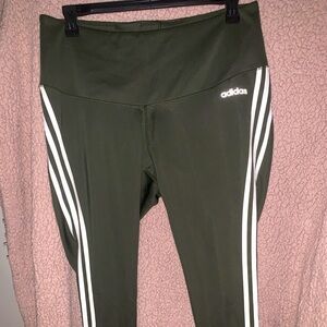 Adidas Aeroready 3-stripe high rise 7/8 ankle leggings NWOT womens plus 2X Green